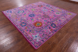 Pink Square Turkish Oushak Hand Knotted Wool Rug - 9' 0" X 9' 2" - Golden Nile