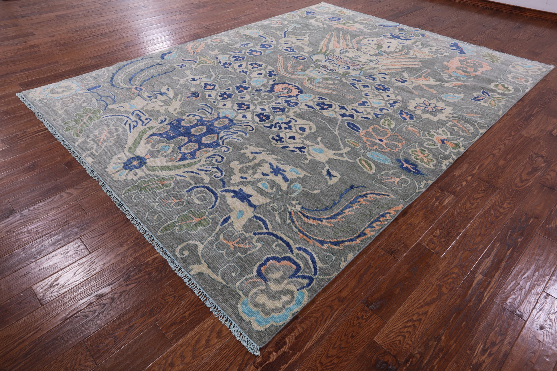 Grey Dragon Design Hand Knotted Wool Rug - 8' 11" X 11' 11" - Golden Nile
