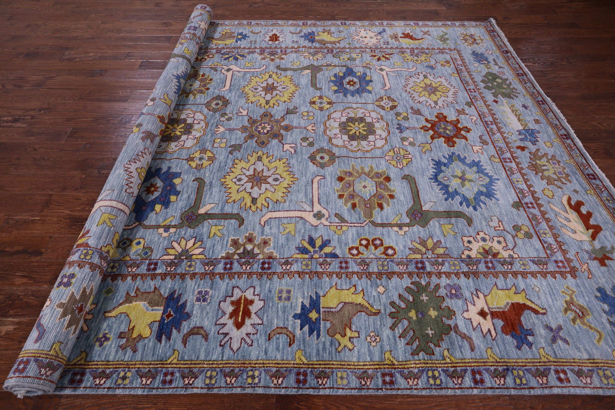 Turkish Oushak Hand Knotted Wool Rug - 9' 3" X 11' 11" - Golden Nile