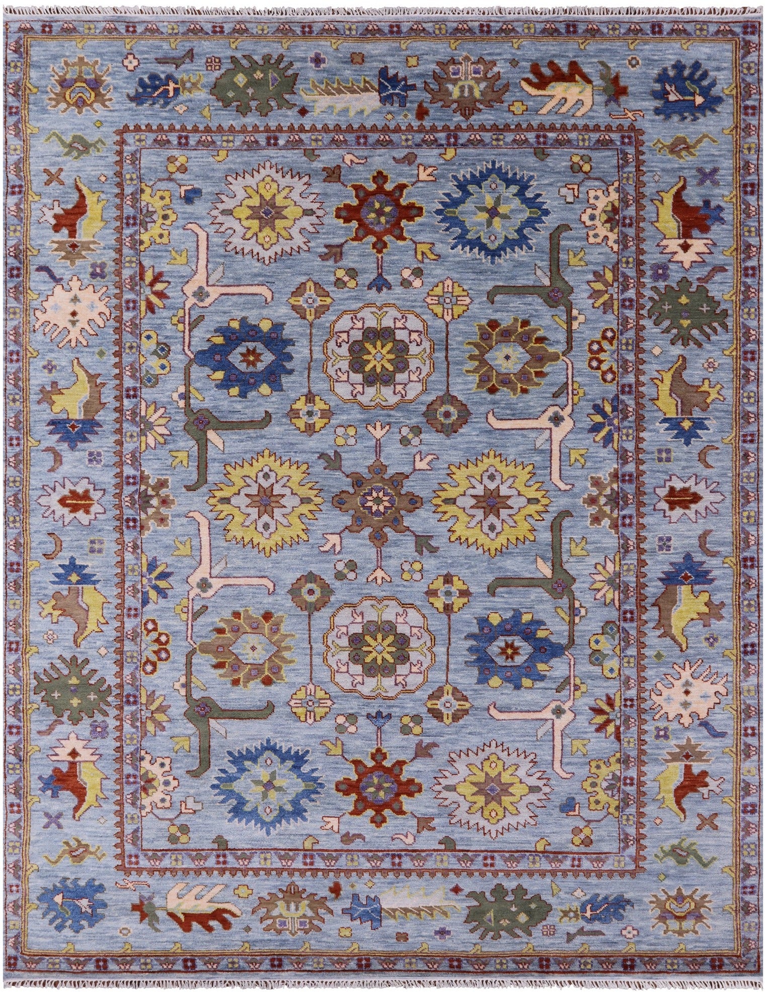 Turkish Oushak Hand Knotted Wool Rug - 9' 3" X 11' 11" - Golden Nile
