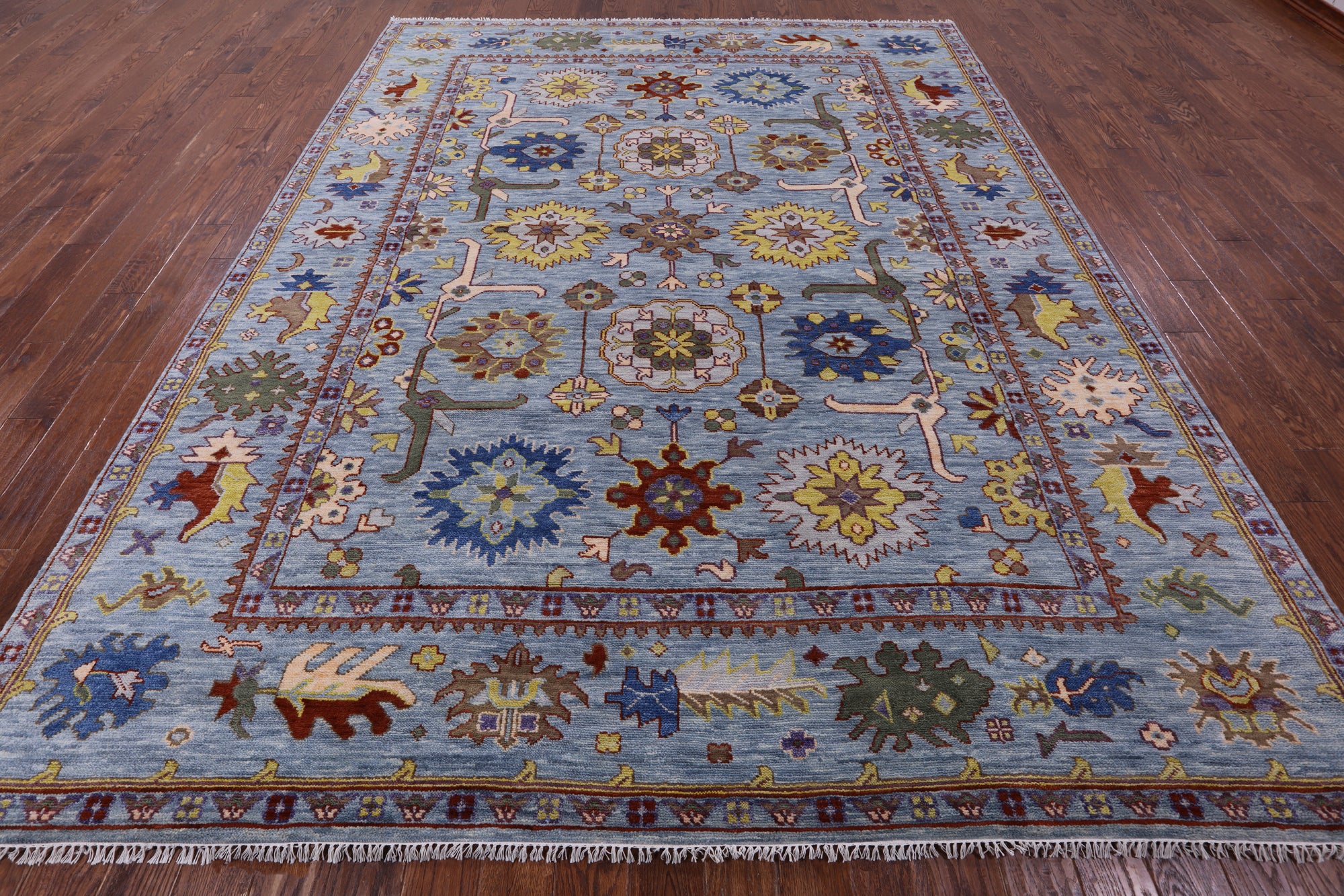 Turkish Oushak Hand Knotted Wool Rug - 9' 3" X 11' 11" - Golden Nile