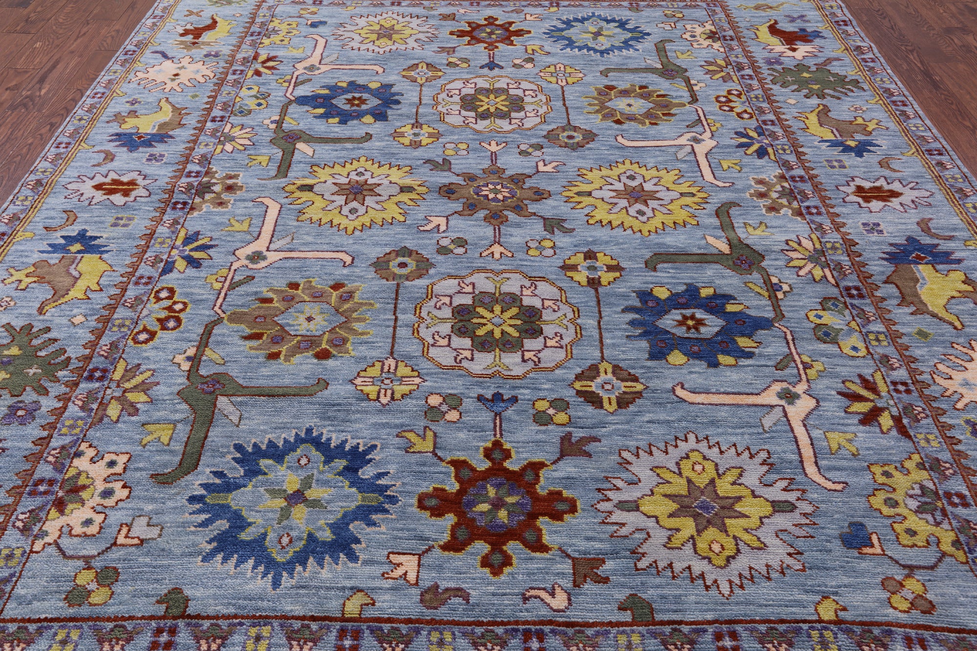Turkish Oushak Hand Knotted Wool Rug - 9' 3" X 11' 11" - Golden Nile
