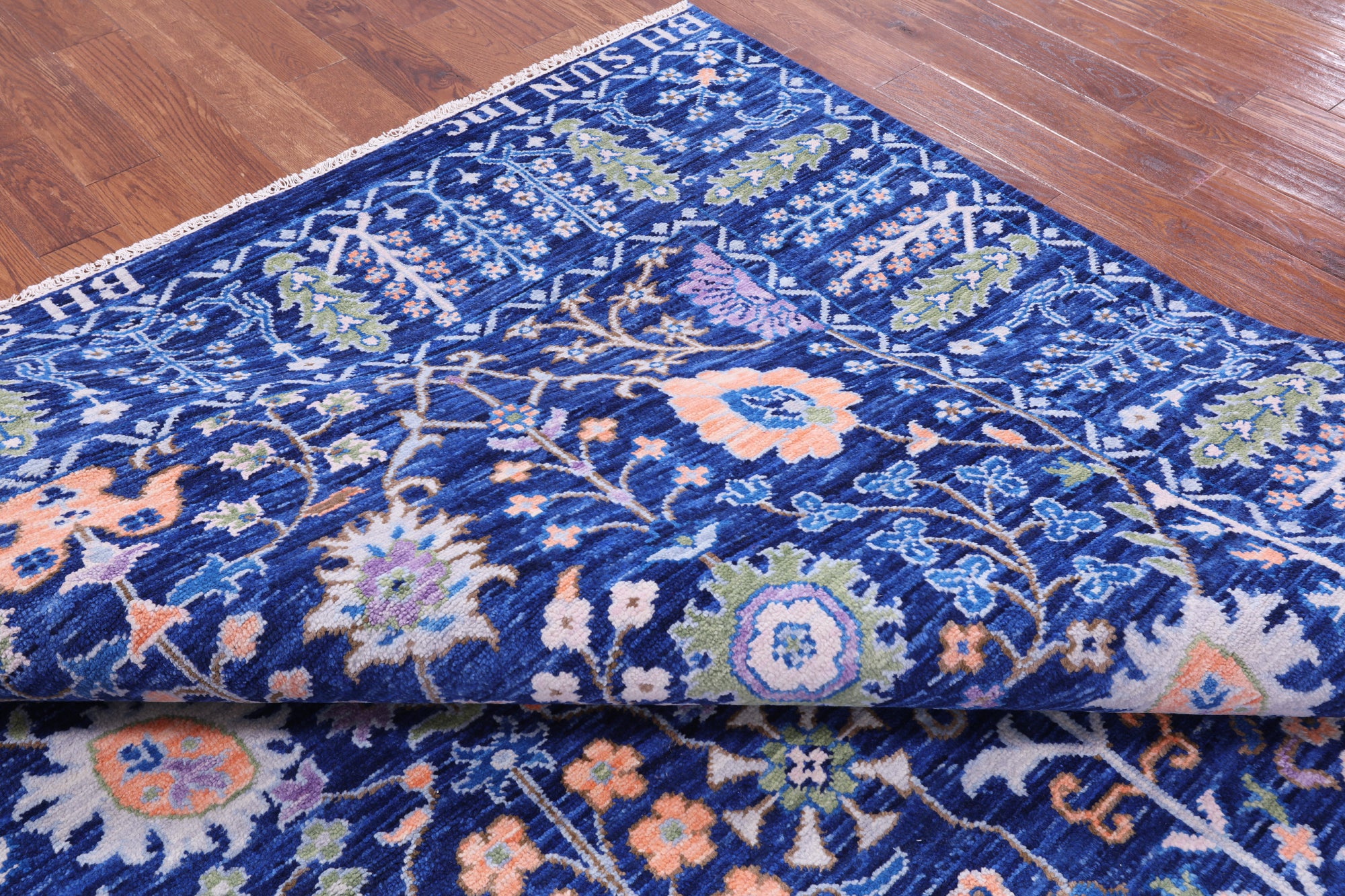 Blue Turkish Oushak Hand Knotted Wool Rug - 9' 3" X 11' 9" - Golden Nile