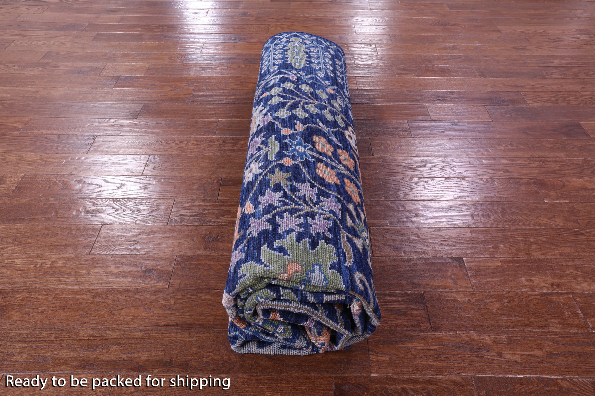 Blue Turkish Oushak Hand Knotted Wool Rug - 9' 3" X 11' 9" - Golden Nile