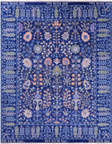 Blue Turkish Oushak Hand Knotted Wool Rug - 9' 3" X 11' 9" - Golden Nile