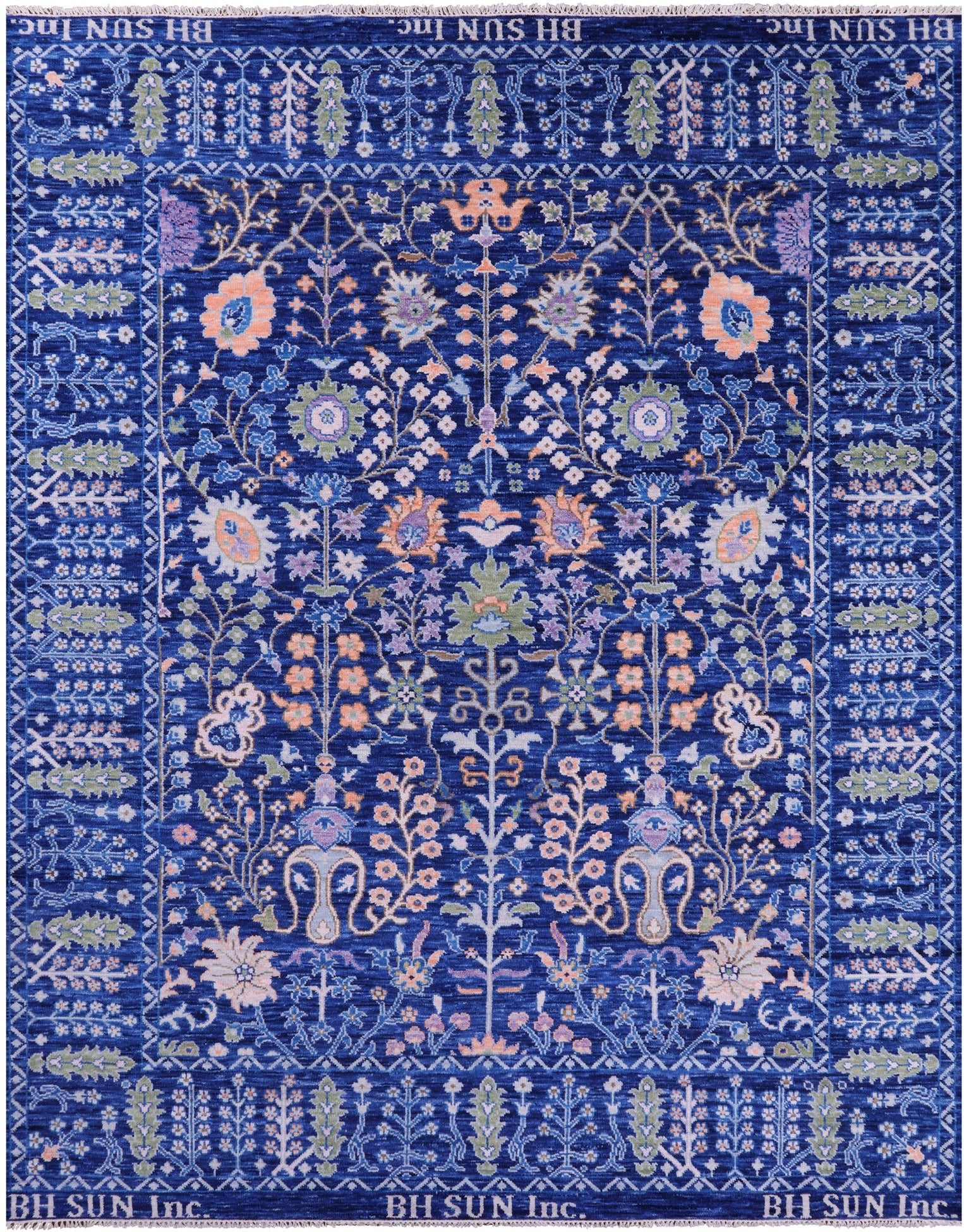 Blue Turkish Oushak Hand Knotted Wool Rug - 9' 3" X 11' 9" - Golden Nile
