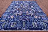 Blue Turkish Oushak Hand Knotted Wool Rug - 9' 3" X 11' 9" - Golden Nile