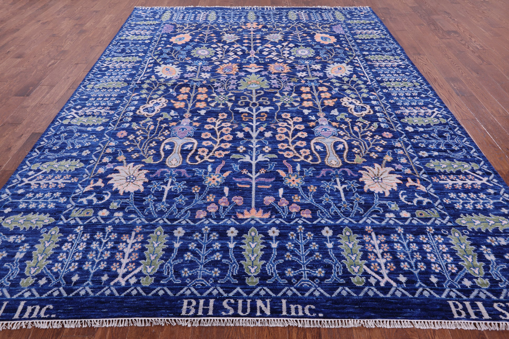 Blue Turkish Oushak Hand Knotted Wool Rug - 9' 3" X 11' 9" - Golden Nile