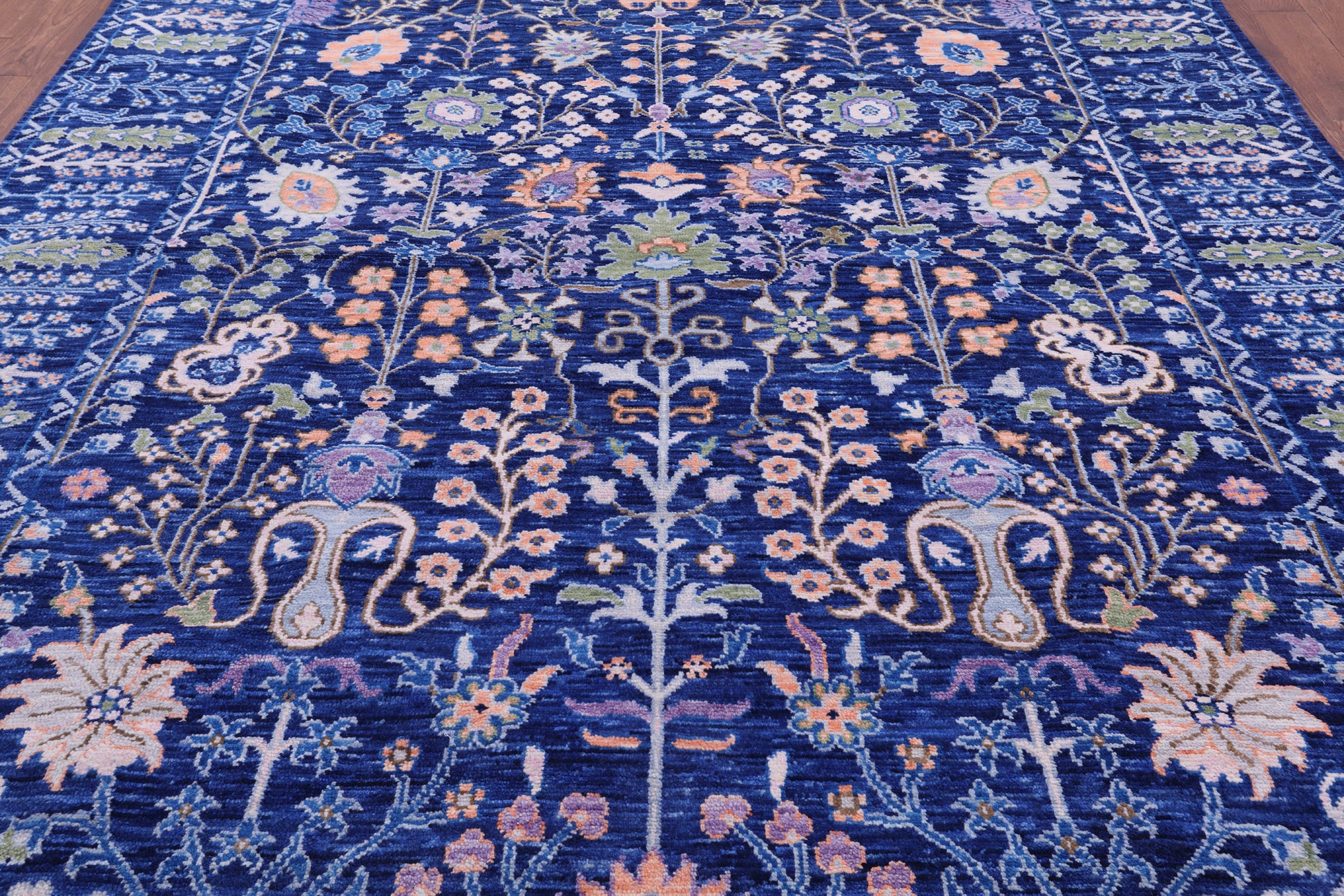 Blue Turkish Oushak Hand Knotted Wool Rug - 9' 3" X 11' 9" - Golden Nile