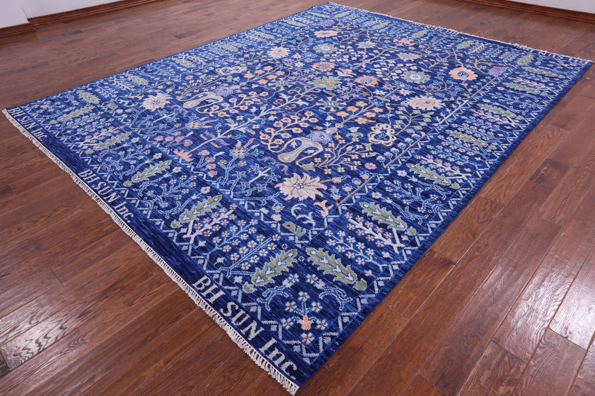 Blue Turkish Oushak Hand Knotted Wool Rug - 9' 3" X 11' 9" - Golden Nile
