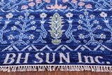 Blue Turkish Oushak Hand Knotted Wool Rug - 9' 3" X 11' 9" - Golden Nile