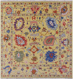 Gold Square Turkish Oushak Hand Knotted Wool Rug - 9' 0" X 9' 1" - Golden Nile