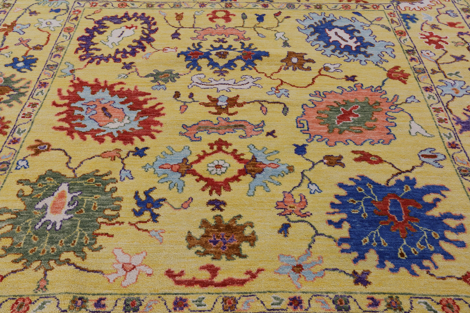 Gold Square Turkish Oushak Hand Knotted Wool Rug - 9' 0" X 9' 1" - Golden Nile