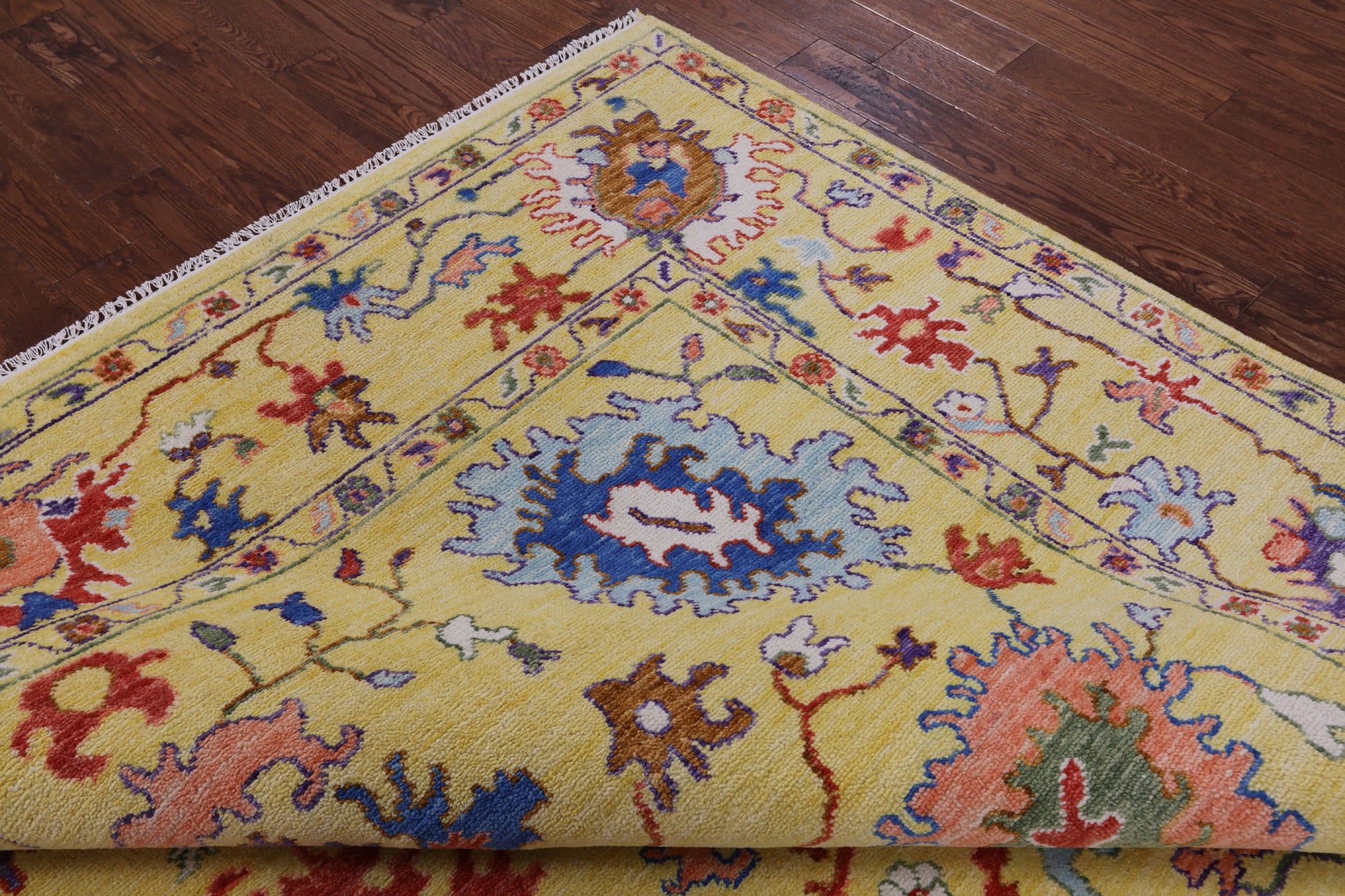 Gold Square Turkish Oushak Hand Knotted Wool Rug - 9' 0" X 9' 1" - Golden Nile