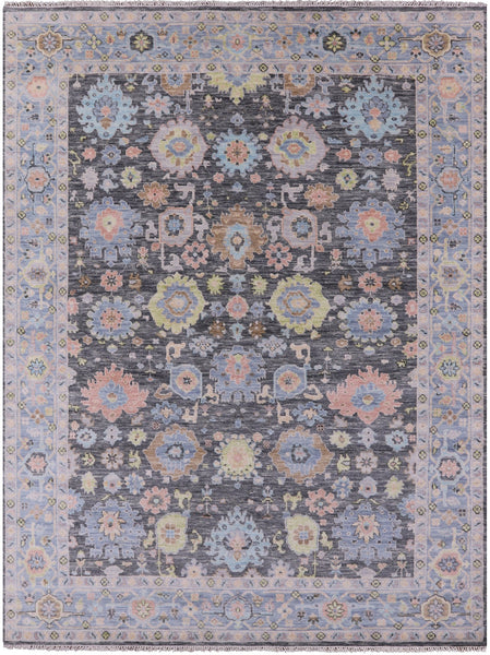 Grey Turkish Oushak Hand Knotted Wool Rug - 9' 4" X 12' 2" - Golden Nile