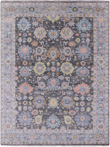 Grey Turkish Oushak Hand Knotted Wool Rug - 9' 4