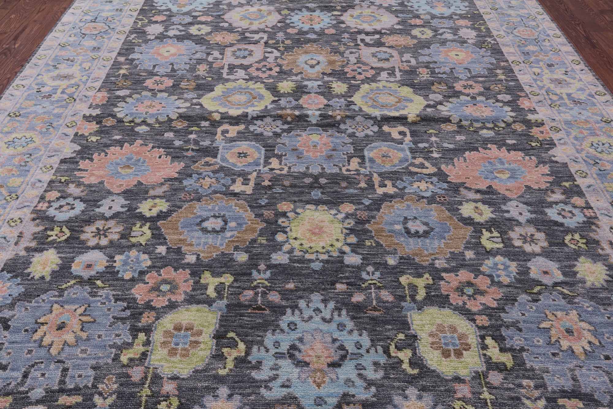 Grey Turkish Oushak Hand Knotted Wool Rug - 9' 4" X 12' 2" - Golden Nile