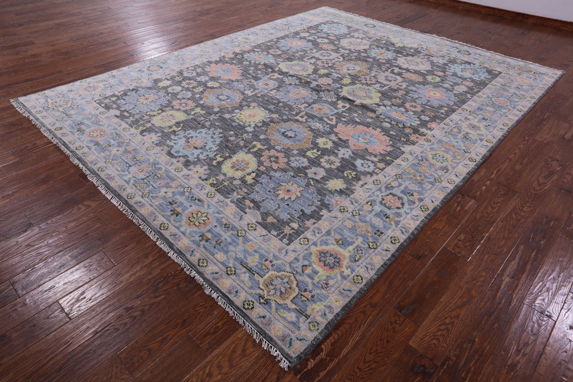 Grey Turkish Oushak Hand Knotted Wool Rug - 9' 4" X 12' 2" - Golden Nile