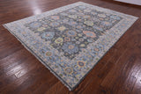 Grey Turkish Oushak Hand Knotted Wool Rug - 9' 4" X 12' 2" - Golden Nile