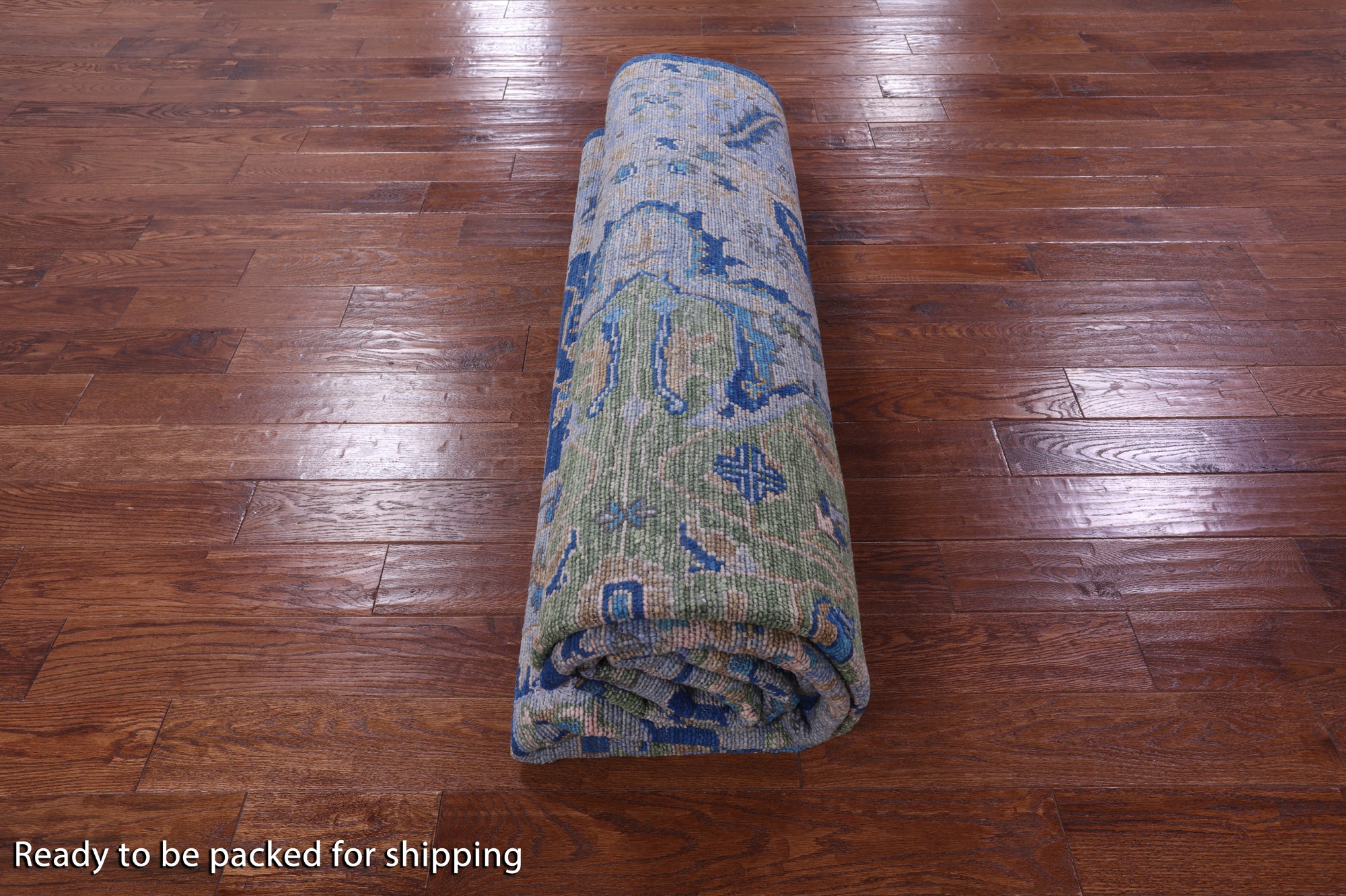 Blue Persian Fine Serapi Handmade Wool Rug - 9' 5" X 12' 0" - Golden Nile