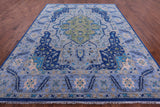 Blue Persian Fine Serapi Handmade Wool Rug - 9' 5" X 12' 0" - Golden Nile
