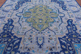 Blue Persian Fine Serapi Handmade Wool Rug - 9' 5" X 12' 0" - Golden Nile