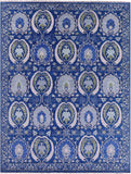 Blue William Morris Hand Knotted Wool Rug - 9' 2" X 12' 2" - Golden Nile