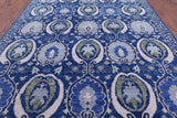 Blue William Morris Hand Knotted Wool Rug - 9' 2" X 12' 2" - Golden Nile