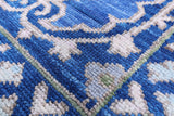Blue William Morris Hand Knotted Wool Rug - 9' 2" X 12' 2" - Golden Nile