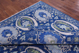 Blue William Morris Hand Knotted Wool Rug - 9' 2" X 12' 2" - Golden Nile