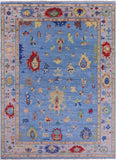 Blue Turkish Oushak Hand Knotted Wool Rug - 9' 0" X 12' 9" - Golden Nile