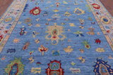 Blue Turkish Oushak Hand Knotted Wool Rug - 9' 0" X 12' 9" - Golden Nile