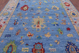 Blue Turkish Oushak Hand Knotted Wool Rug - 9' 0" X 12' 9" - Golden Nile