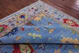 Blue Turkish Oushak Hand Knotted Wool Rug - 9' 0" X 12' 9" - Golden Nile