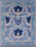 Blue Turkish Oushak Hand Knotted Wool Rug - 9' 2" X 11' 11" - Golden Nile