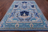 Blue Turkish Oushak Hand Knotted Wool Rug - 9' 2" X 11' 11" - Golden Nile
