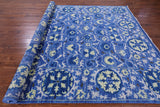 Blue William Morris Hand Knotted Wool Rug - 8' 3" X 10' 4" - Golden Nile