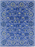 Blue William Morris Hand Knotted Wool Rug - 8' 3" X 10' 4" - Golden Nile