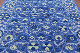 Blue William Morris Hand Knotted Wool Rug - 8' 3" X 10' 4" - Golden Nile