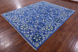 Blue William Morris Hand Knotted Wool Rug - 8' 3" X 10' 4" - Golden Nile