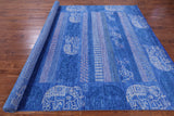 Blue Elephant Design Tribal Persian Gabbeh Hand Knotted Wool Rug - 8' 2" X 9' 11" - Golden Nile