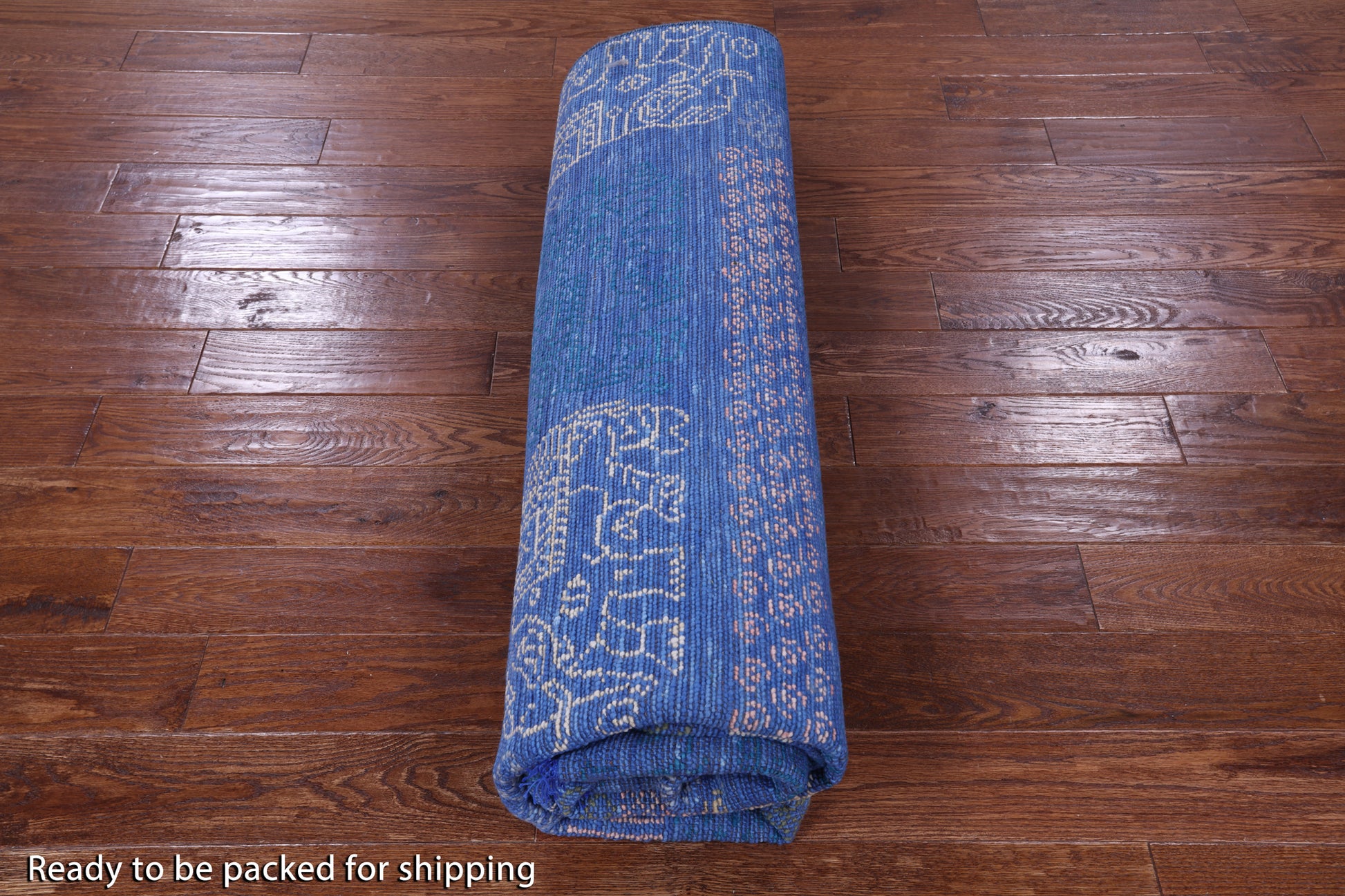 Blue Elephant Design Tribal Persian Gabbeh Hand Knotted Wool Rug - 8' 2" X 9' 11" - Golden Nile