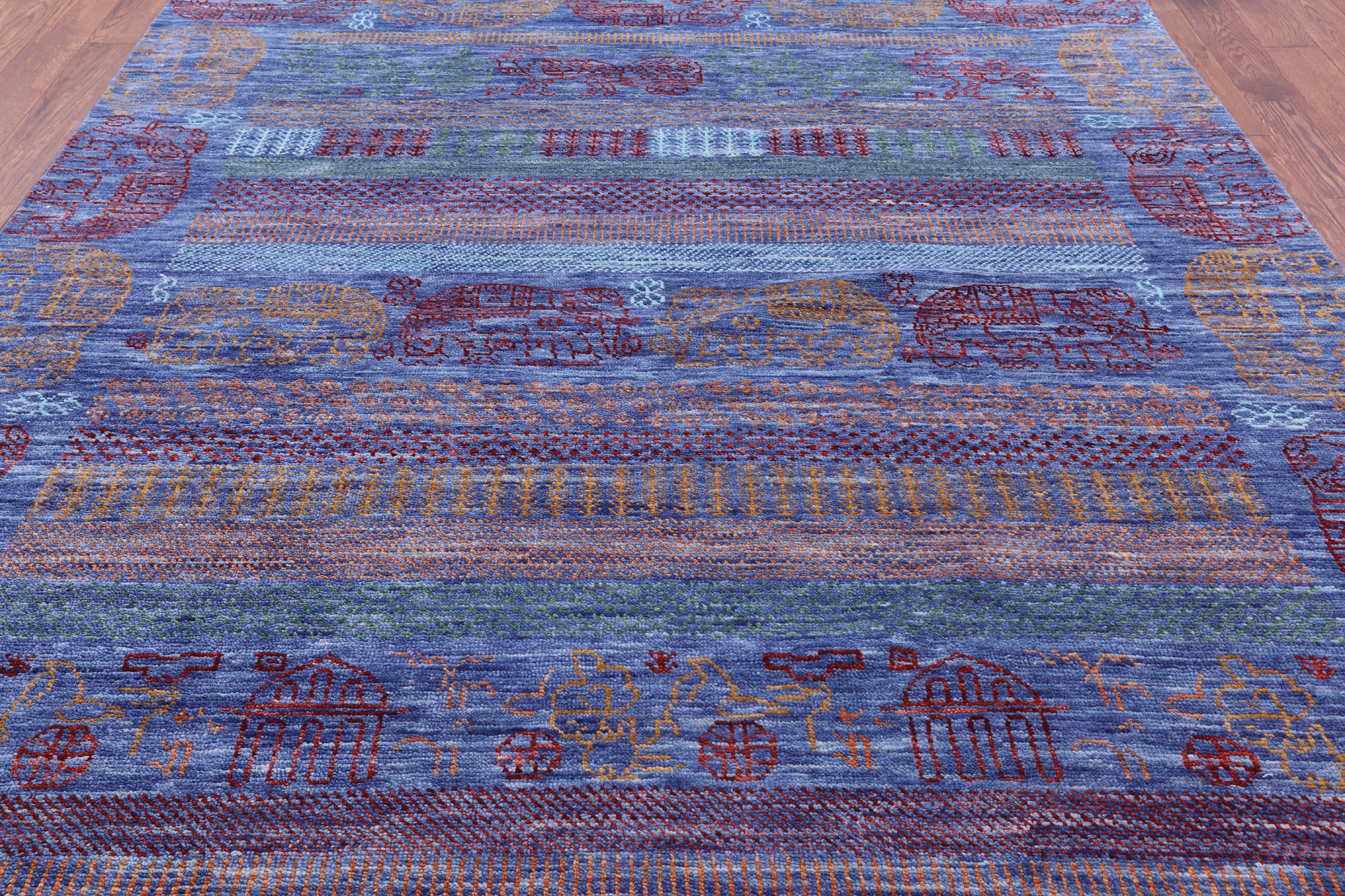 Elephant Design Tribal Persian Gabbeh Hand Knotted Wool Rug - 8' 2" X 10' 2" - Golden Nile