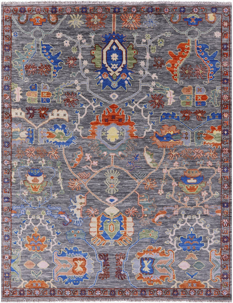 Grey Turkish Oushak Handmade Wool Rug - 8' 0" X 10' 1" - Golden Nile