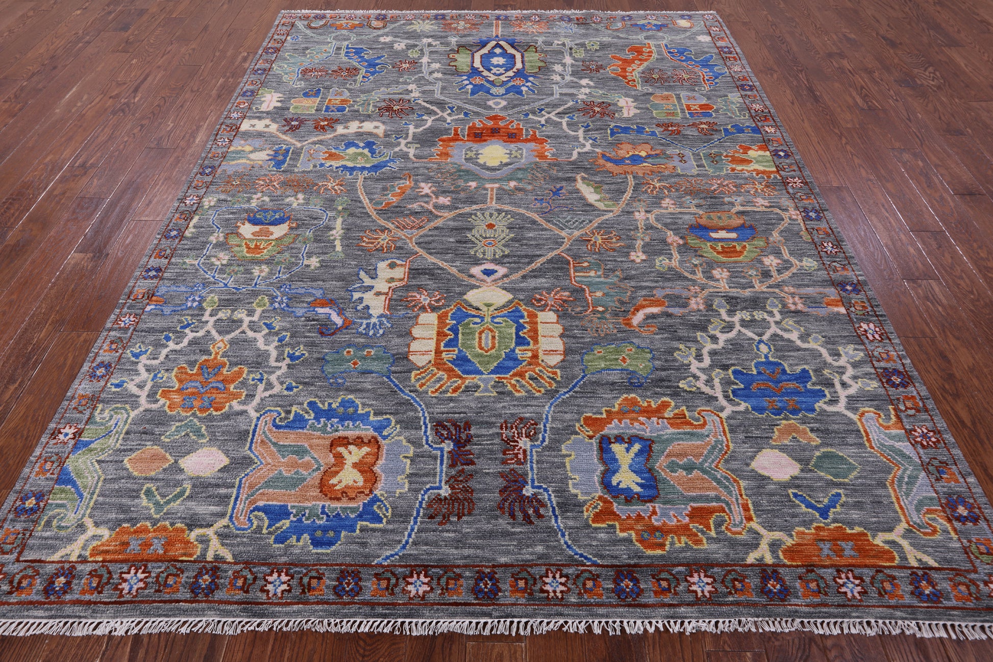 Grey Turkish Oushak Handmade Wool Rug - 8' 0" X 10' 1" - Golden Nile