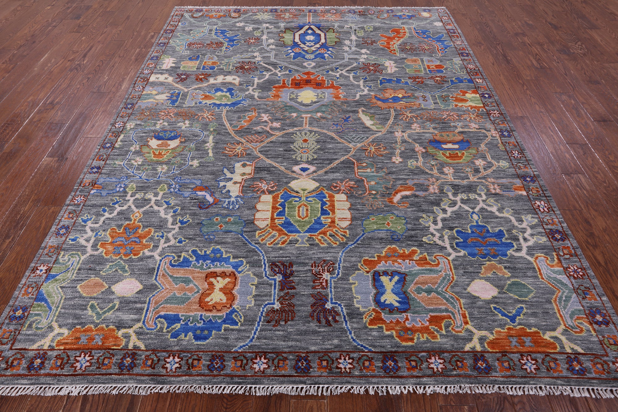Grey Turkish Oushak Handmade Wool Rug - 8' 0" X 10' 1" - Golden Nile