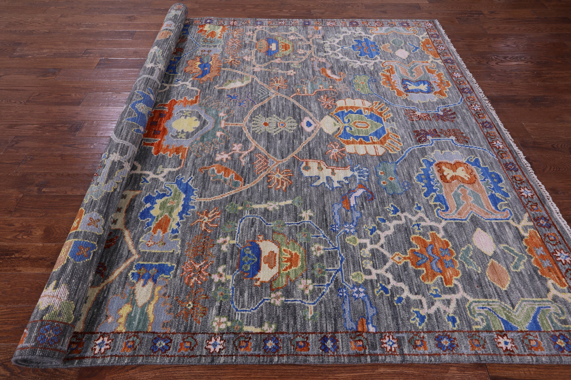 Grey Turkish Oushak Handmade Wool Rug - 8' 0" X 10' 1" - Golden Nile