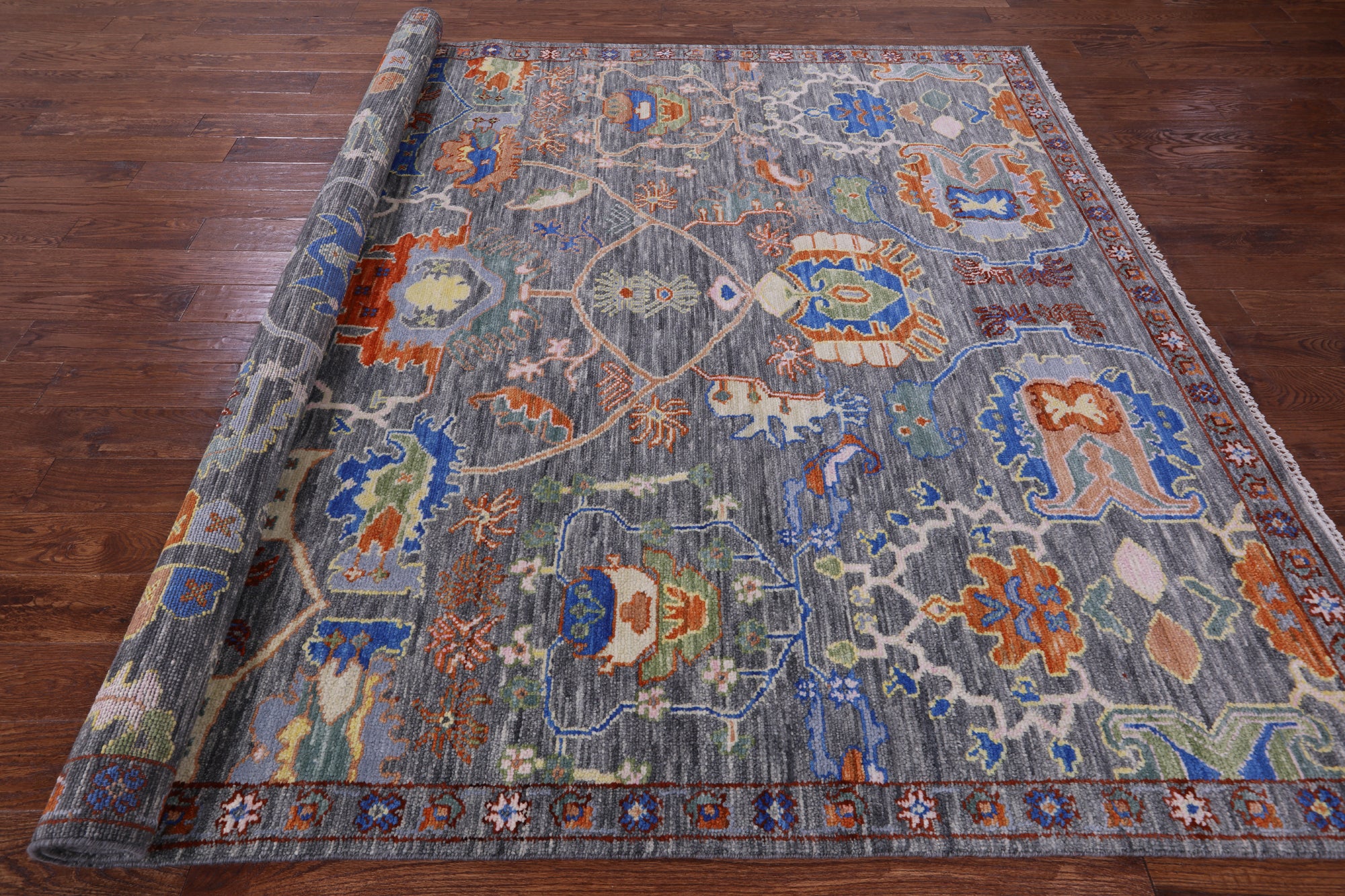 Grey Turkish Oushak Handmade Wool Rug - 8' 0" X 10' 1" - Golden Nile