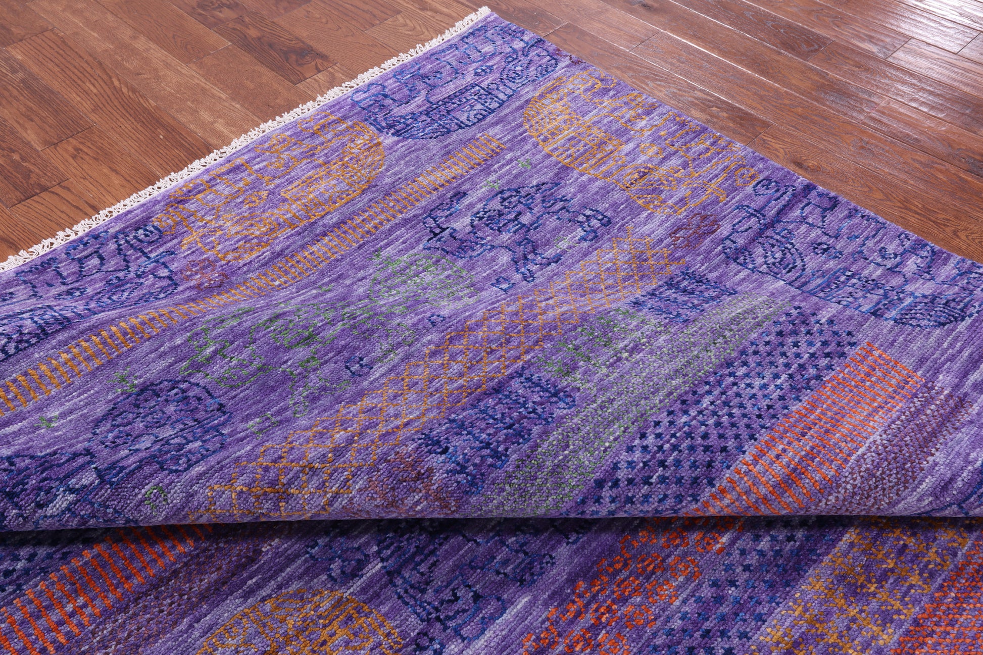 Purple Elephant Design Tribal Persian Gabbeh Hand Knotted Wool Rug - 8' 4" X 10' 1" - Golden Nile