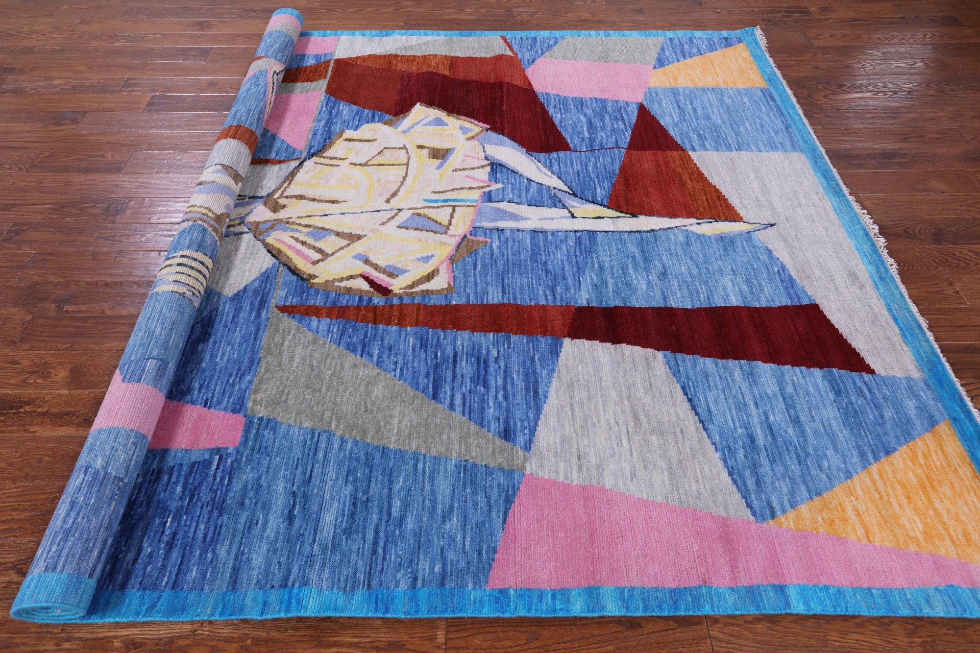Ballerina Design Contemporary Handmade Wool Rug - 8' 1" X 10' 1" - Golden Nile